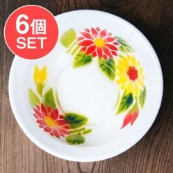 タイのレトロホーロー 花柄飾りボウル RABBIT BRAND〔約21.2cm×約6.4cm