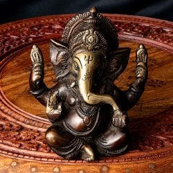 ガネーシャ 坐像 重厚なブラス製 高さ：13.5cm程度 の通販[送料無料