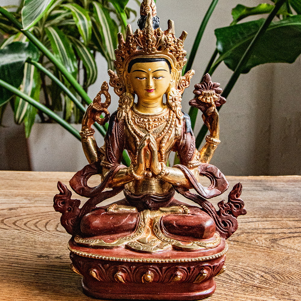 1点物】六字咒観音菩薩 アヴァローキテーシュワラ／チェンレシ 銅造