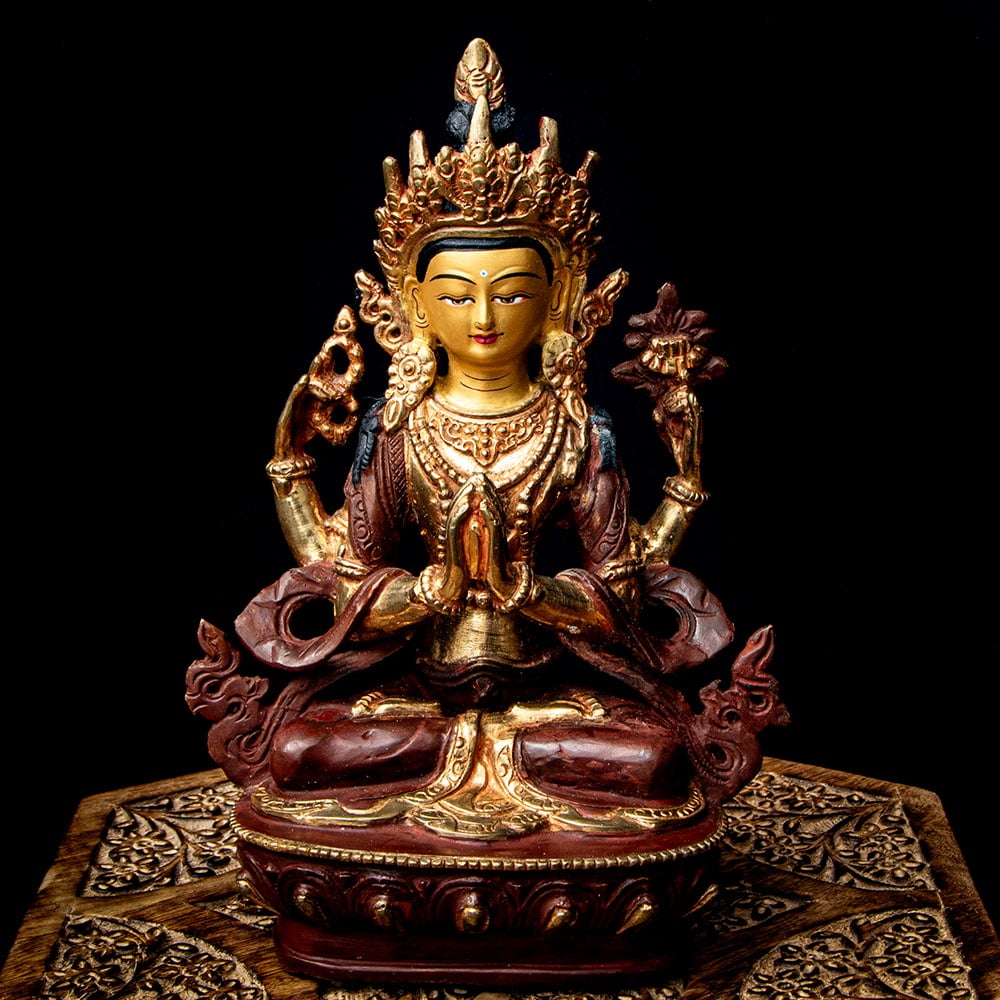 1点物】六字咒観音菩薩 アヴァローキテーシュワラ／チェンレシ 銅造