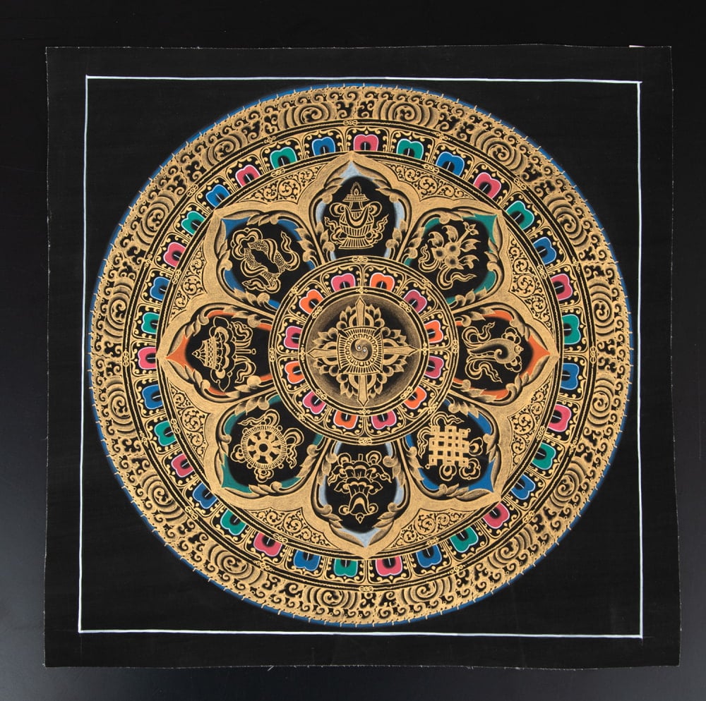 一点物〕タンカ - 八吉祥曼荼羅 アシュタマンガラ Ashtamangala[35cm x