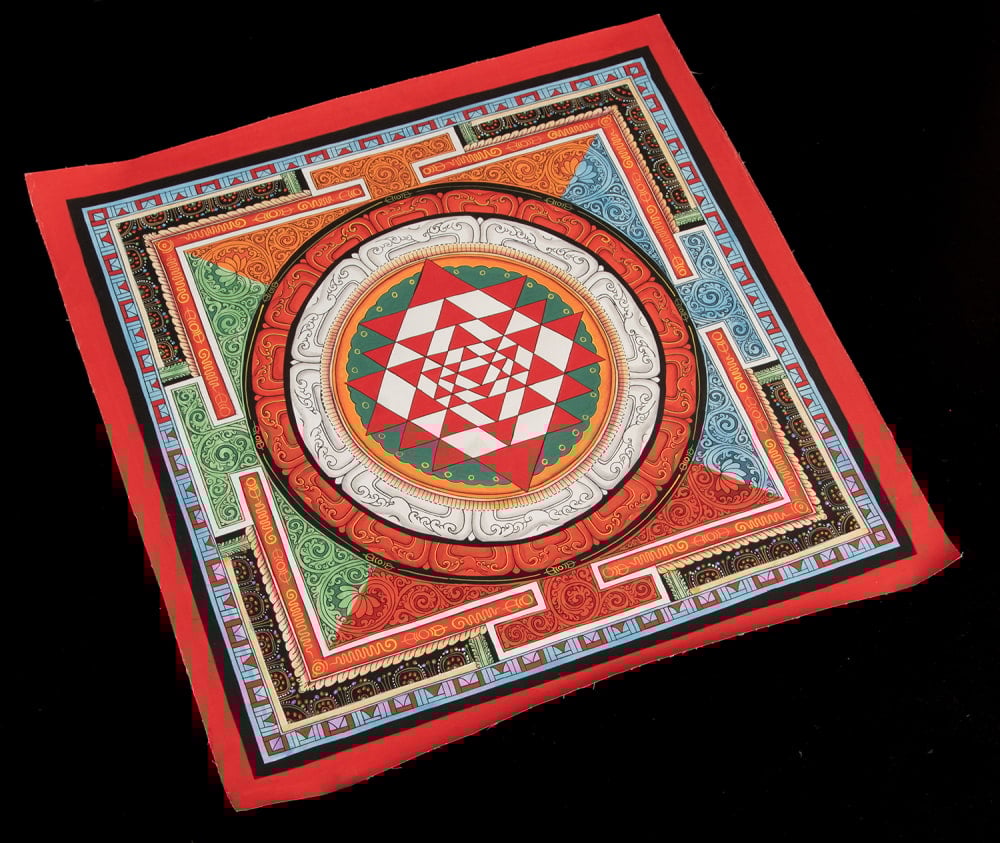 一点物〕タンカ - シュリ・ヤントラ Sri Yantra 曼荼羅[54x54cm] の