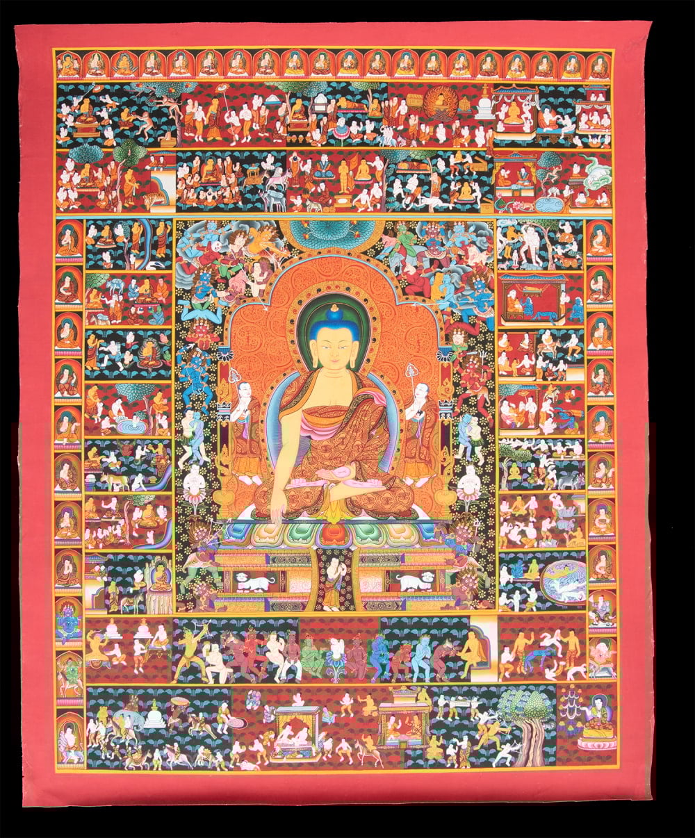 一点物・美術館収蔵品級〕タンカ - 釈迦成道図[73x90cm] の通販[送料