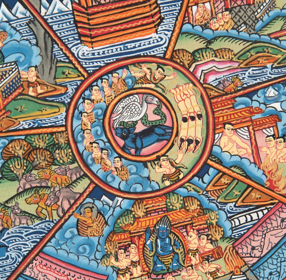 一点物〕タンカ - Wheel of existance 六道輪廻図[30cm x 40cm] の通販