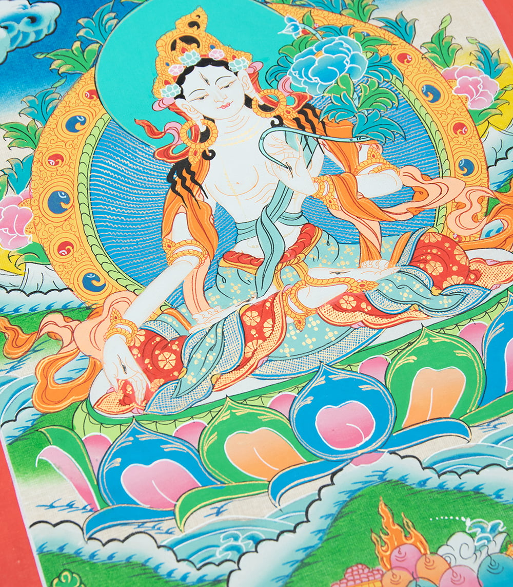 一点物〕タンカ - ホワイトターラー[43cm x 33cm] の通販[送料無料