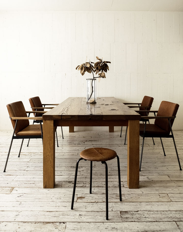 FURROWED-LEATHER ARM DINING CHAIR | TRUCK FURNITURE