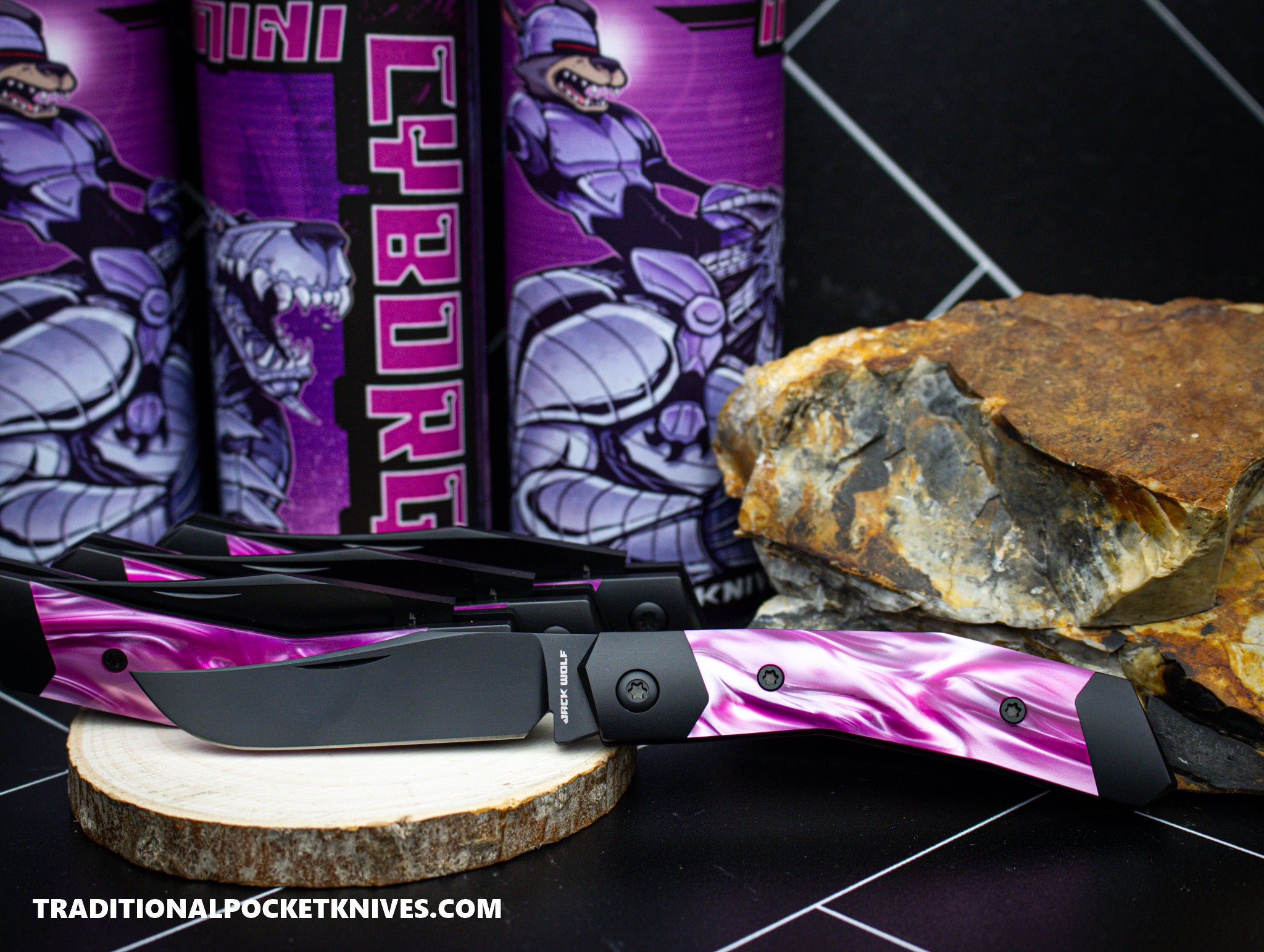 Jack Wolf Knives Mini Cyborg Jack Kirinite Cosmic Pink DLC - C