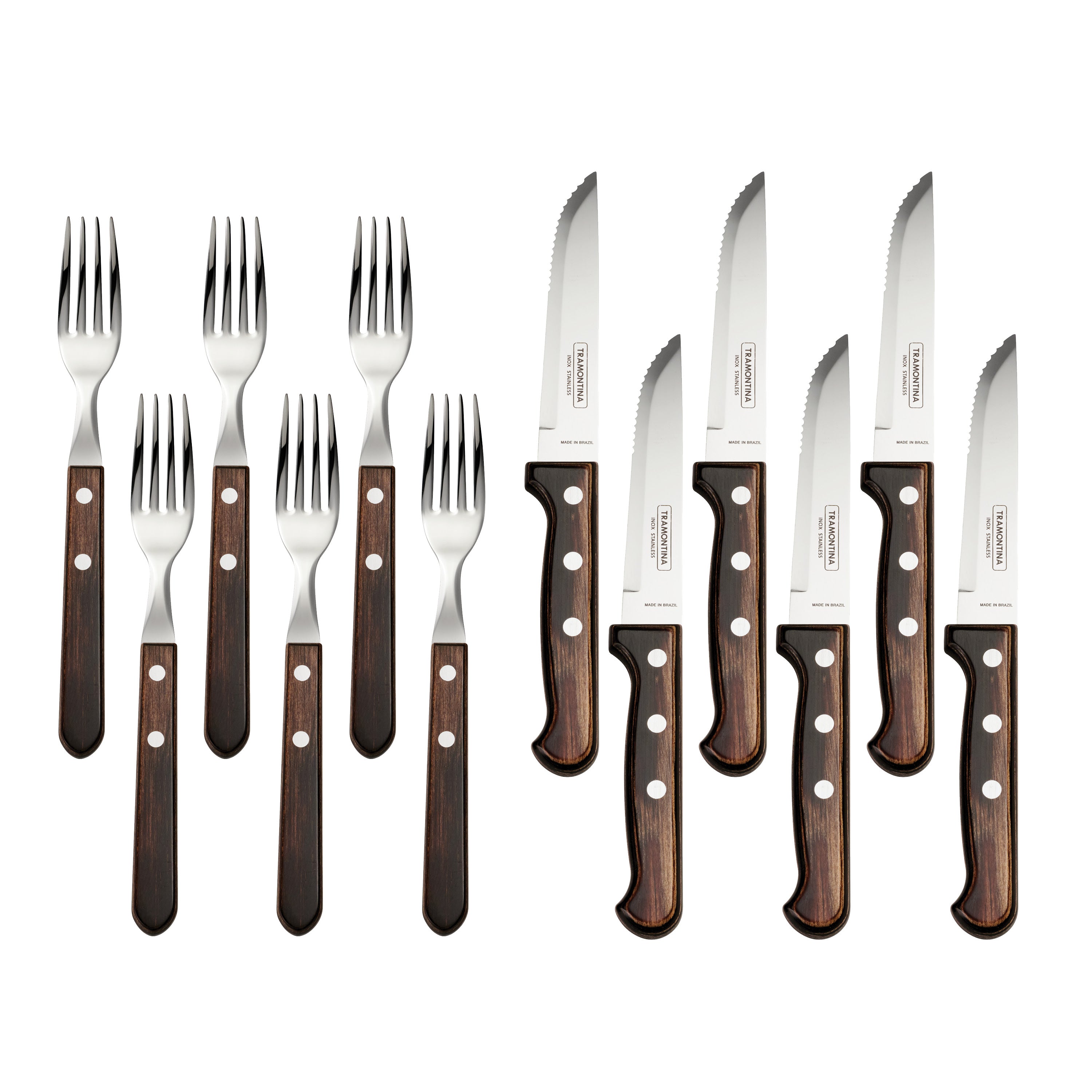 Churrasco BBQ 12 Piece Polywood Fork and Steak Knife Set