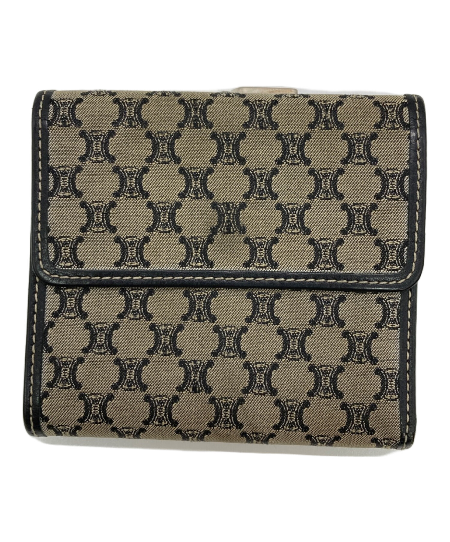 中古・古着通販】CELINE (セリーヌ) マカダム柄二つ折り財布 グレー
