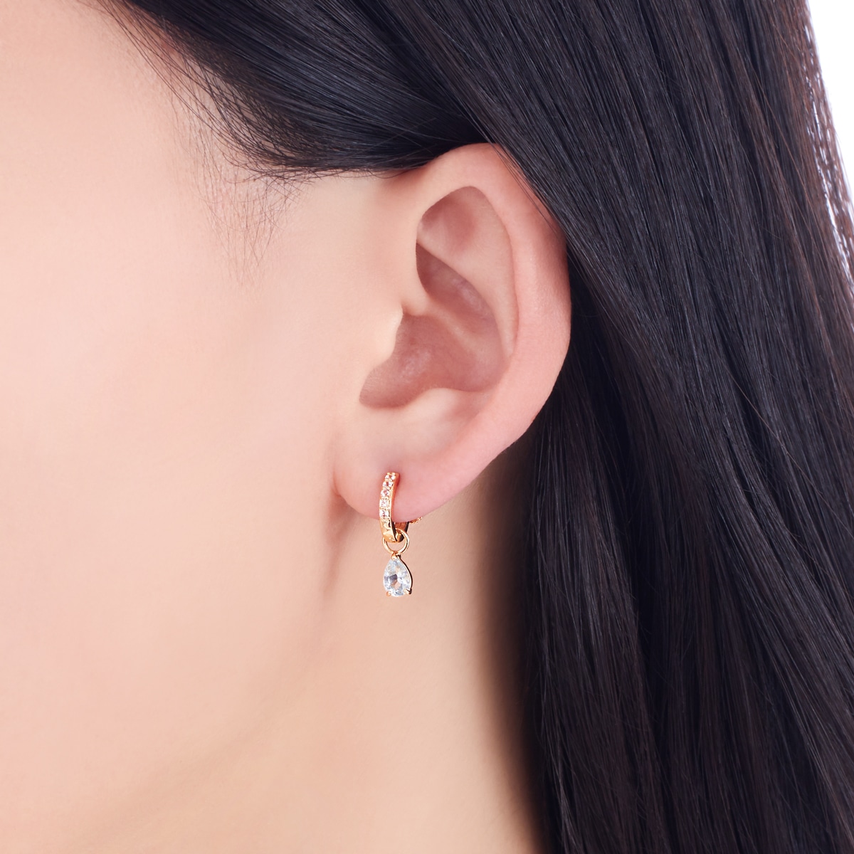 K10イエローゴールドアクアマリンイヤリング(RER756)|TSUTSUMI