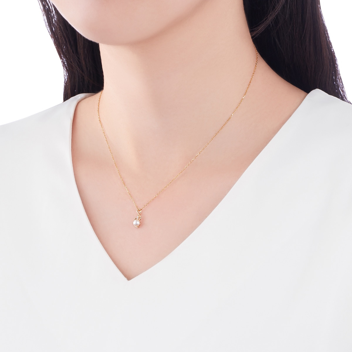 K10イエローゴールド淡水パールネックレス(RPN843-002)|TSUTSUMI