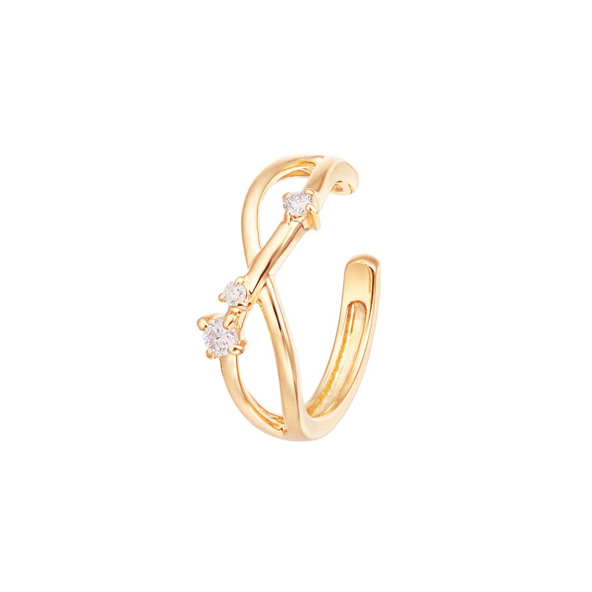 K18イエローゴールドダイヤモンドイヤーカフ（片側）(RER656)|TSUTSUMI