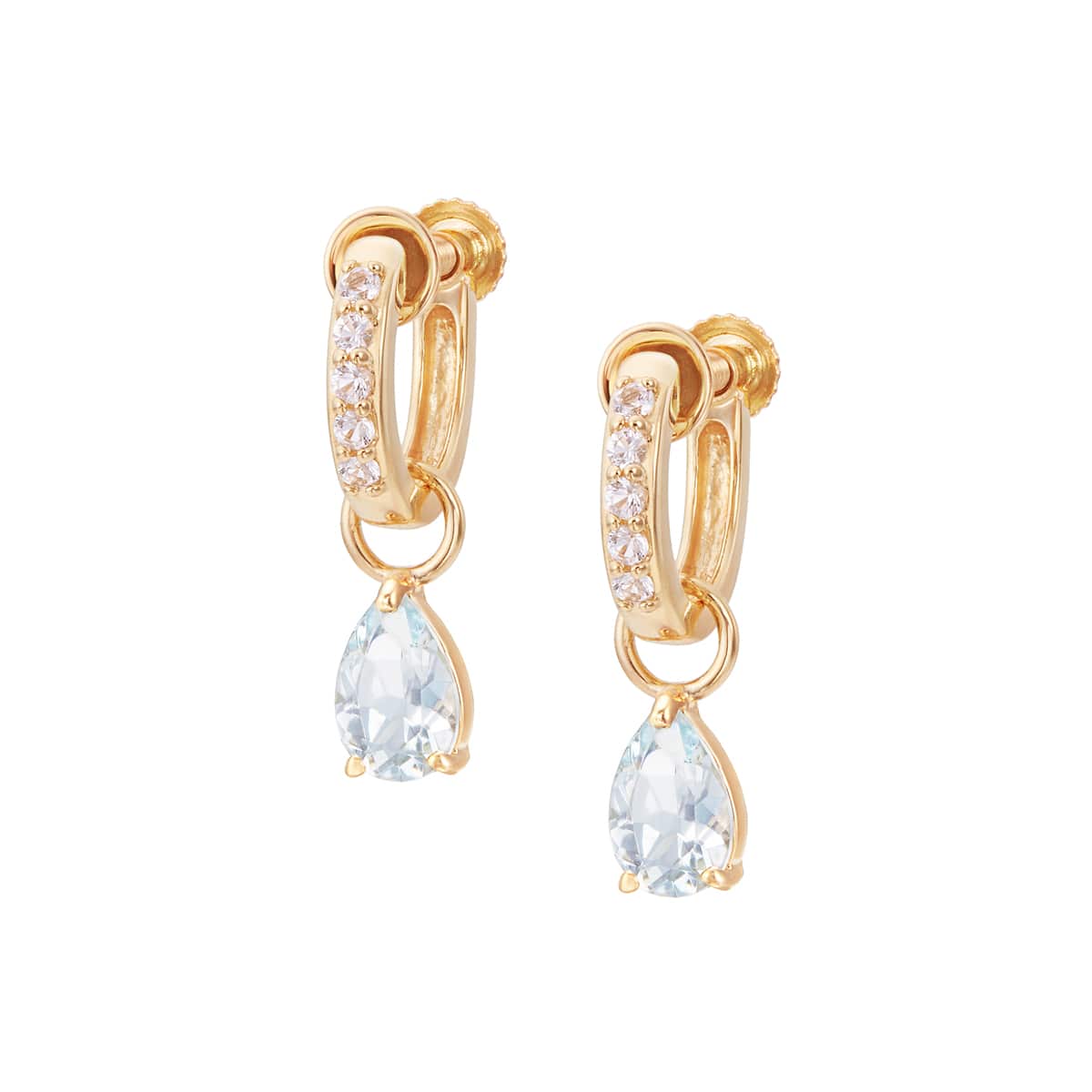 K10イエローゴールドアクアマリンイヤリング(RER756)|TSUTSUMI