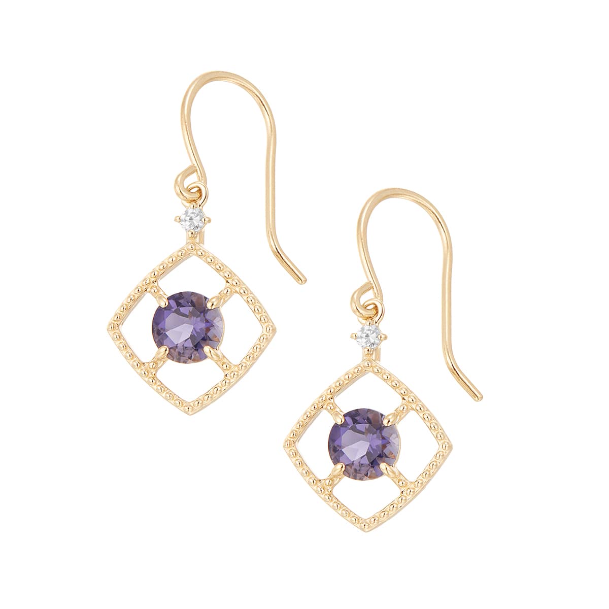 K10イエローゴールドアイオライトピアス(RPE338-001)|TSUTSUMI