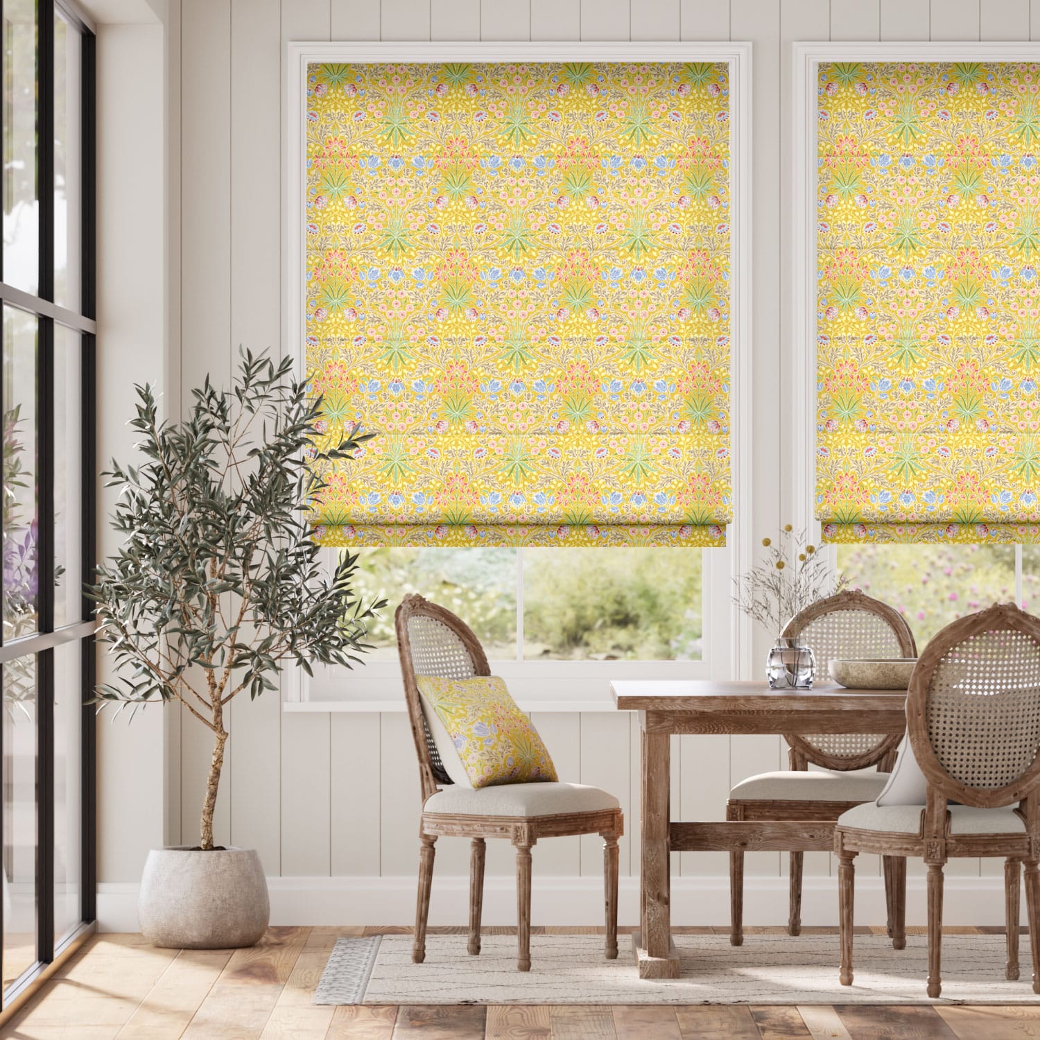 ウィリアムモリス ヒヤシンス サフラン ローマンシェード