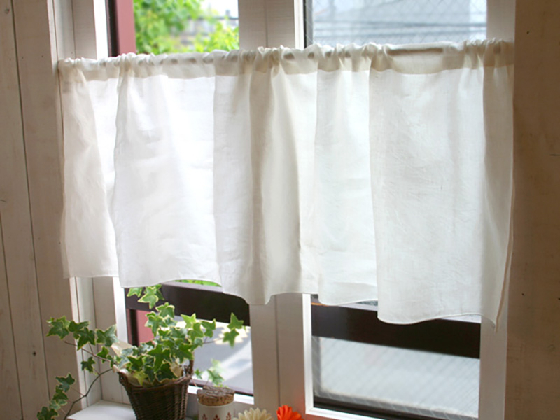 フラックス・カフェカーテン- リネンカーテン カフェカーテン 保育園お