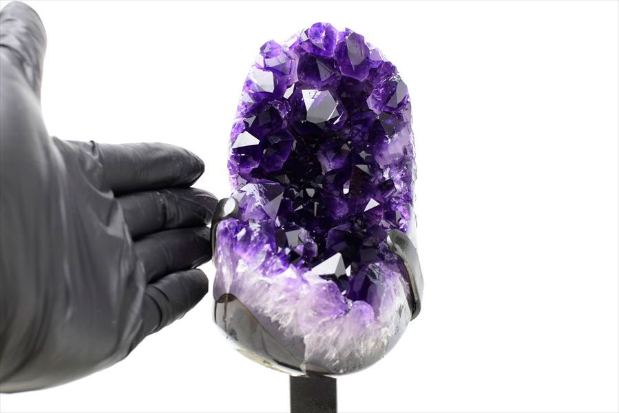 濃紫 ウルグアイ産 アメジストクラスター｜インテリア｜置物｜専用鉄製
