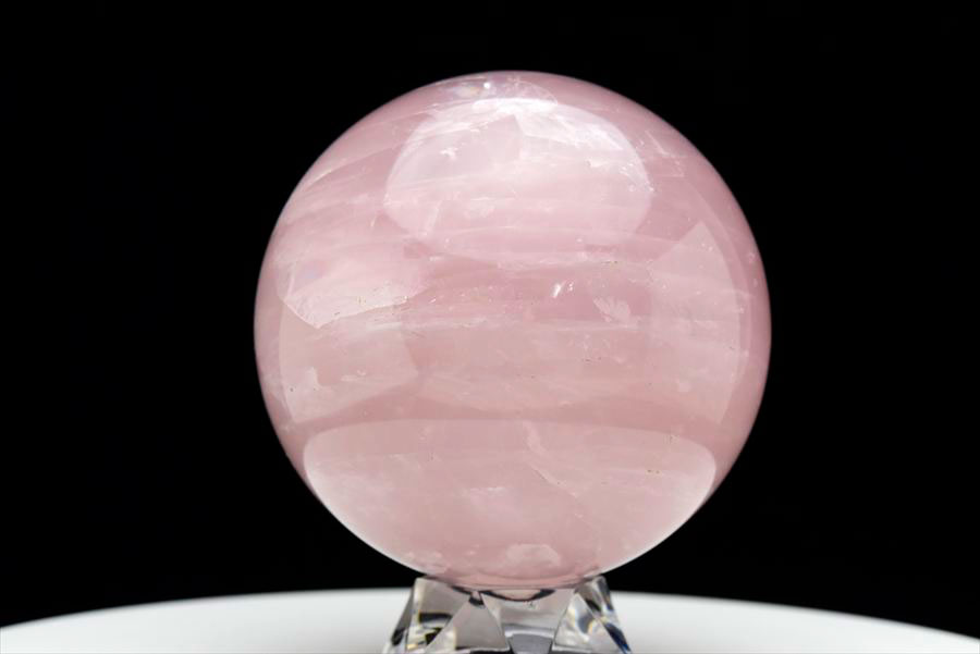 ローズクォーツ 丸玉 置物｜マダガスカル産｜レインボー｜紅石英｜紅水晶