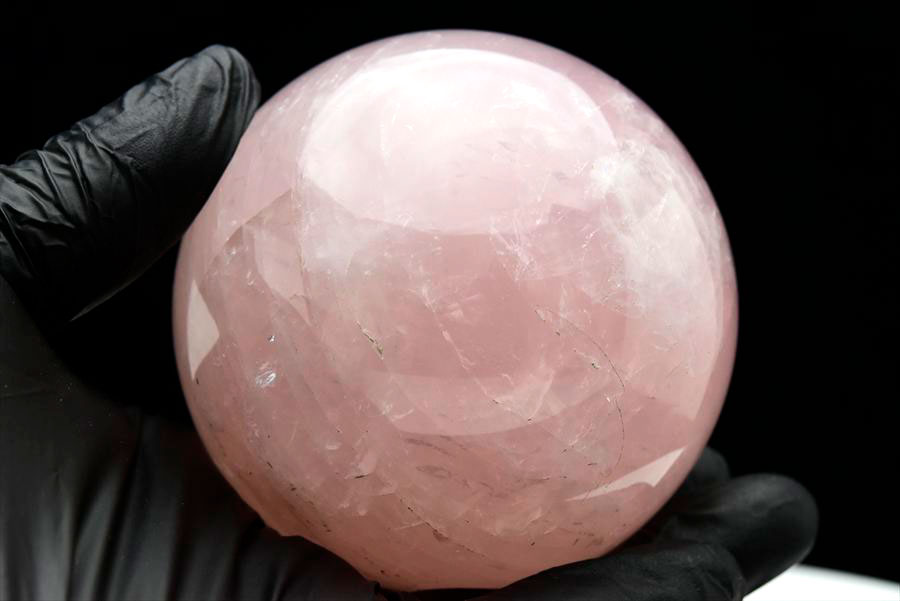 ローズクォーツ 丸玉 置物｜マダガスカル産｜レインボー｜紅石英｜紅水晶