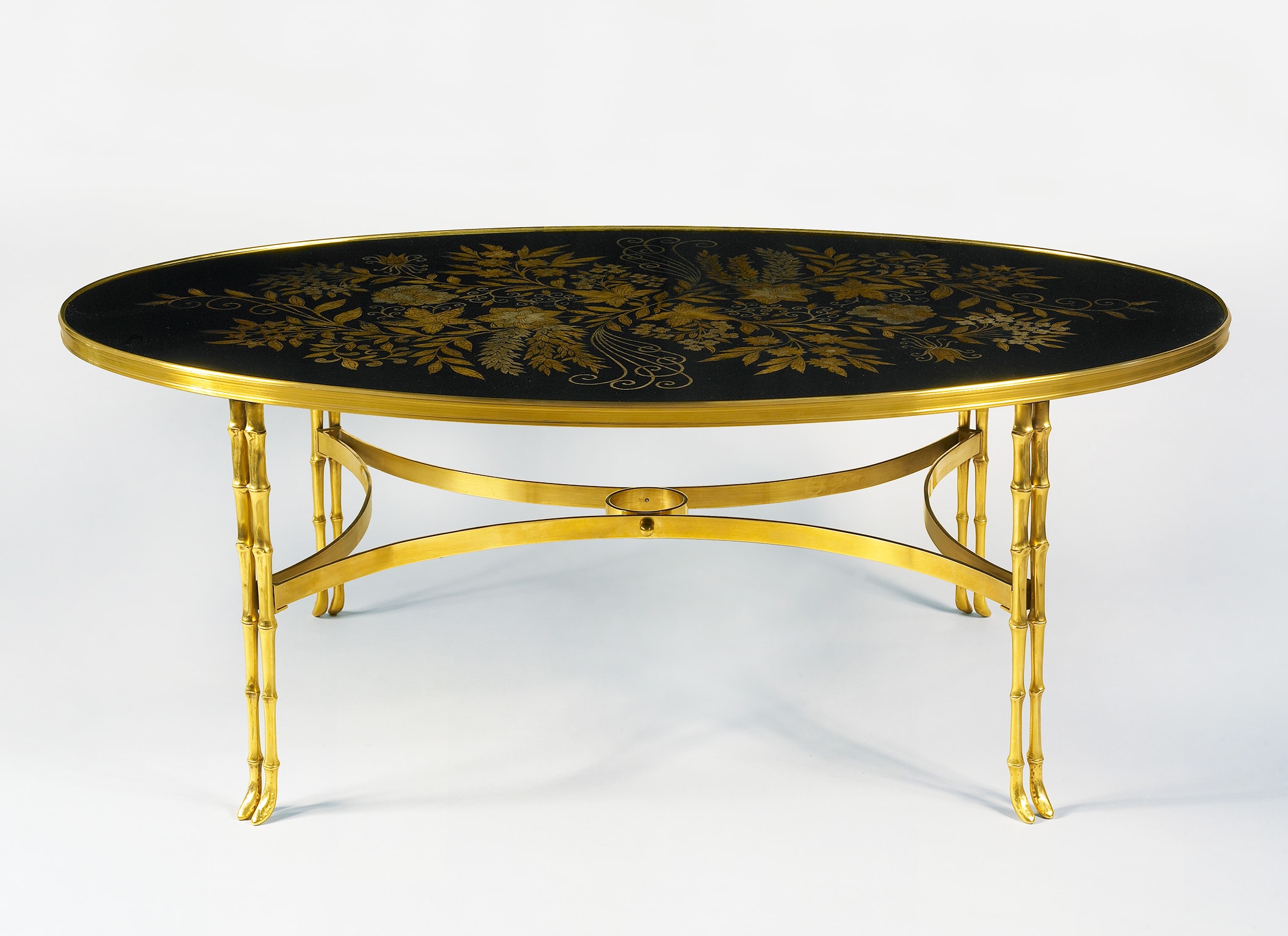 MAISON JANSEN BRONZE COFFEE TABLE BAMBOO - VOSGES INC