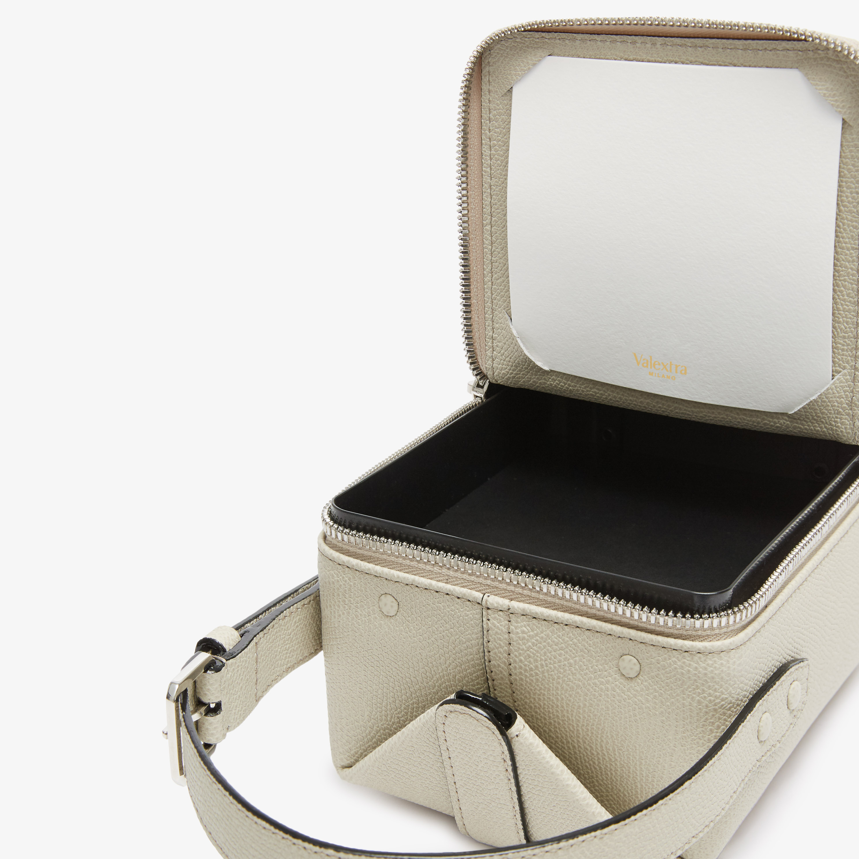 Women's Light Gray Grained Leather Luxury bag | Valextra Tric Trac