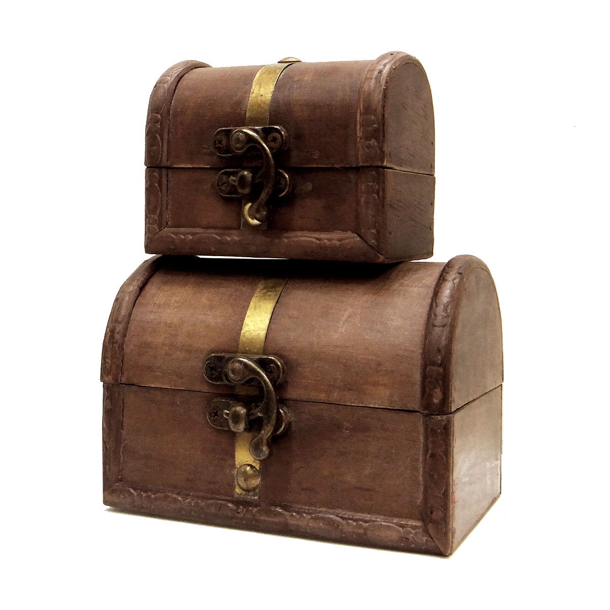 海賊の宝箱 (G) 大小2個セット アンティーク風 木箱小物入れ 入れ子