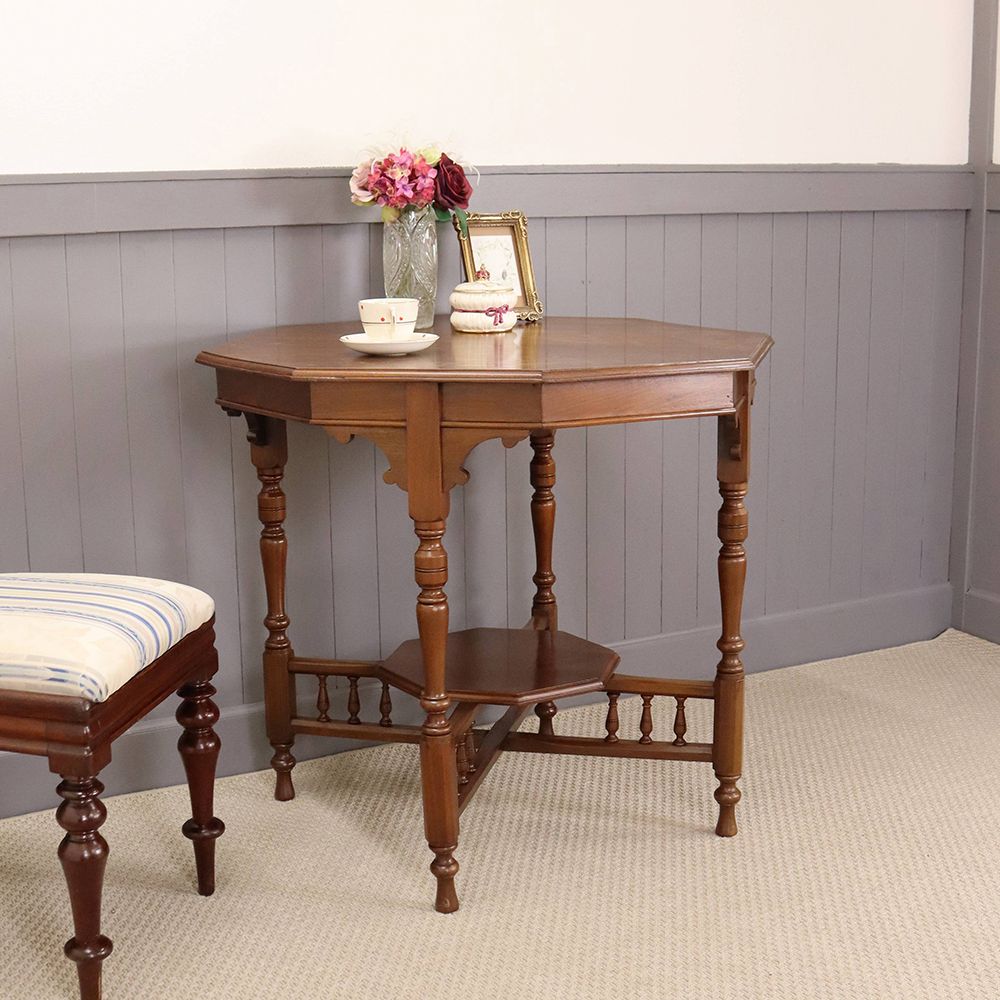 英国アンティーク木製サイドテーブルj/オケージョナル/作業机/飾り棚
