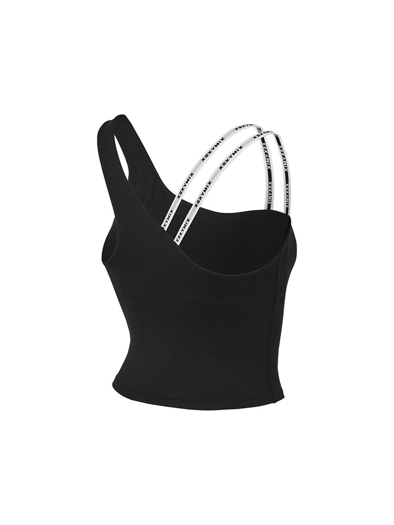 アシンメトリー ロゴ入り クロップド丈 ブラトップ