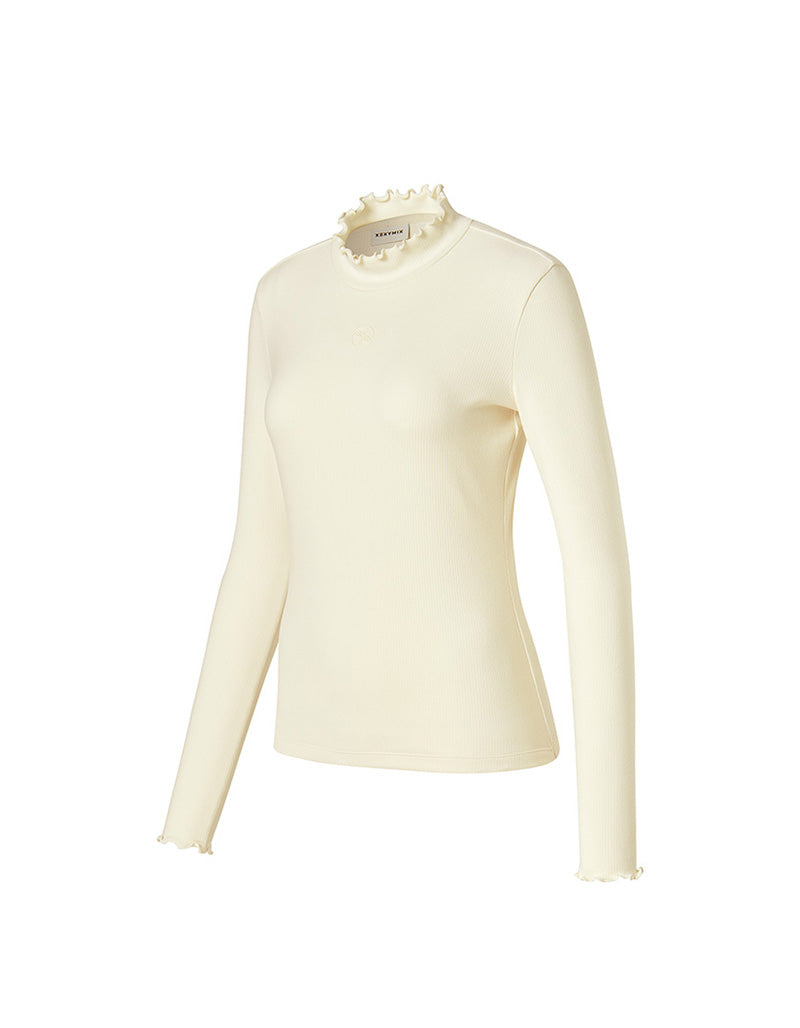 フリル モックネック 起毛 ベースレイヤー