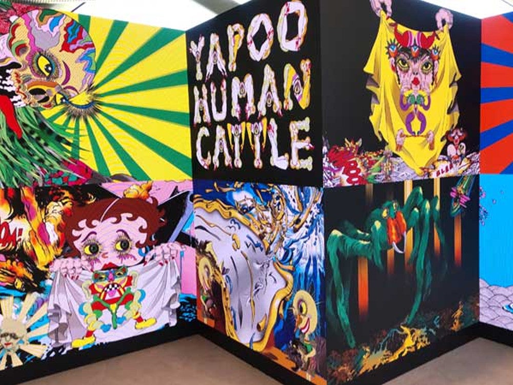 プラダ青山彩るサイケデリックな万華鏡…田名網敬一「屏風」展示会