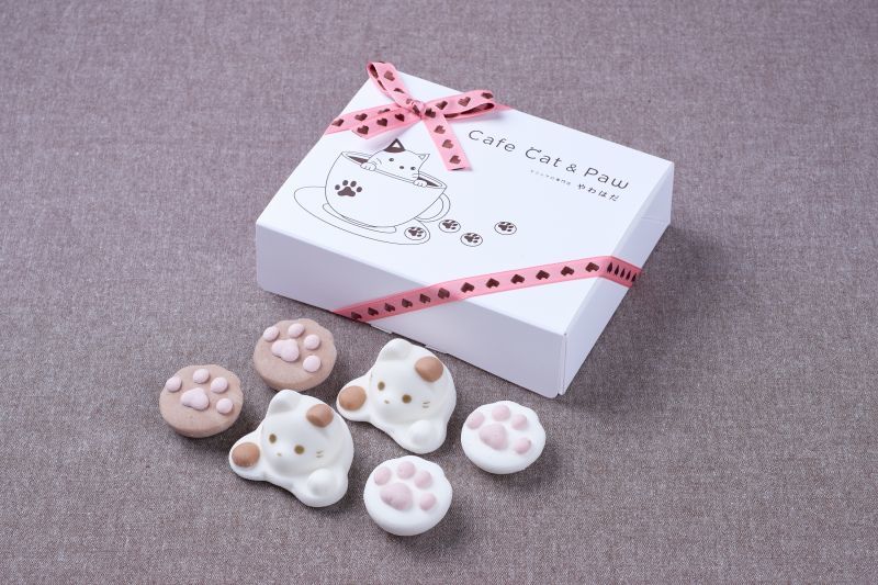 リボン付きCafeCat ホワイト - マシュマロ専門店やわはだ