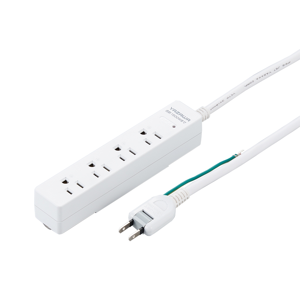 雷サージ付トリプルタップ3個口黒｜YAZAWA CORPORATION