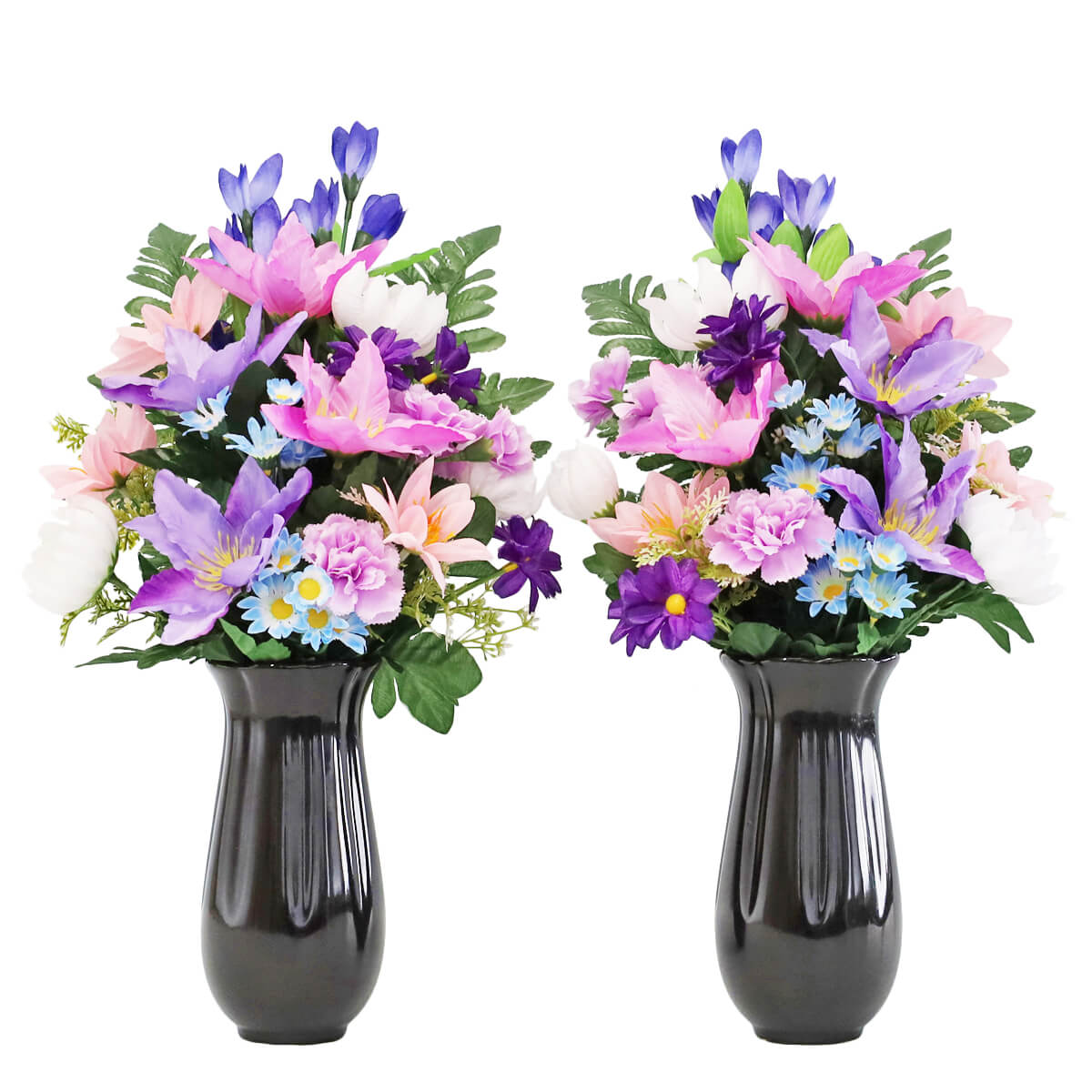 りんどうとクレマチスの花束 一対 造花 仏花 CT触媒 お供え、お悔やみ