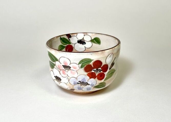 京焼・清水焼 来客用湯呑・汲出碗 着彩椿（ちゃくさいつばき）｜京焼