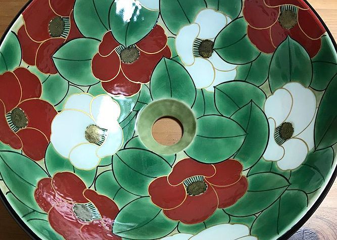 新居・店舗のトイレ洗面器・KIYOMIZUアート 「椿詰」｜清水焼・陶器の