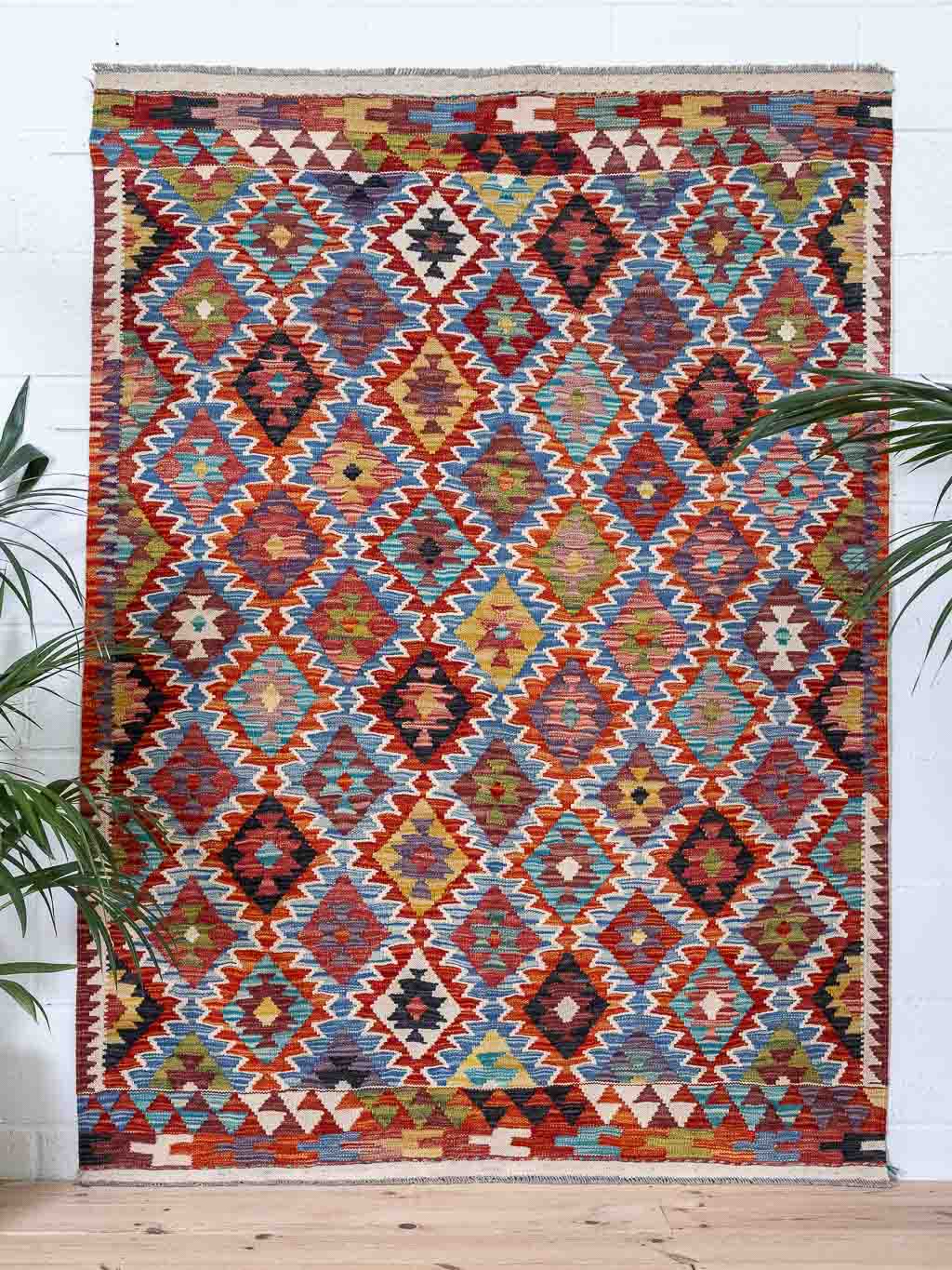 Bold & Colourful Flatweave Kilim Rug From Afghanistan | Yashar Bish