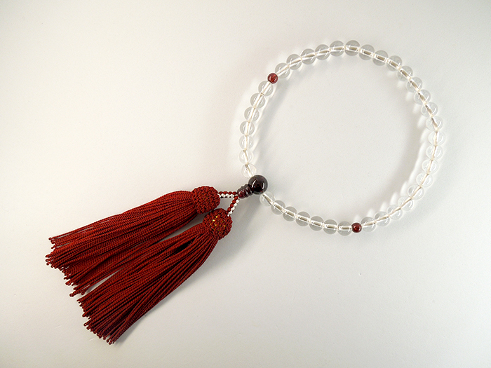 水晶7mm片手数珠臙脂二五房ガーネット仕立 お数珠の安田念珠店へ