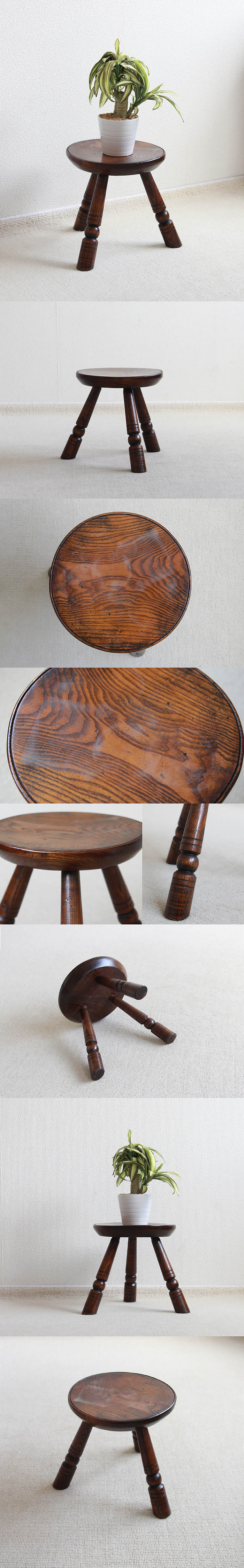 イギリス アンティーク スツール 丸椅子 家具 飾り台 花台 三本脚 店舗