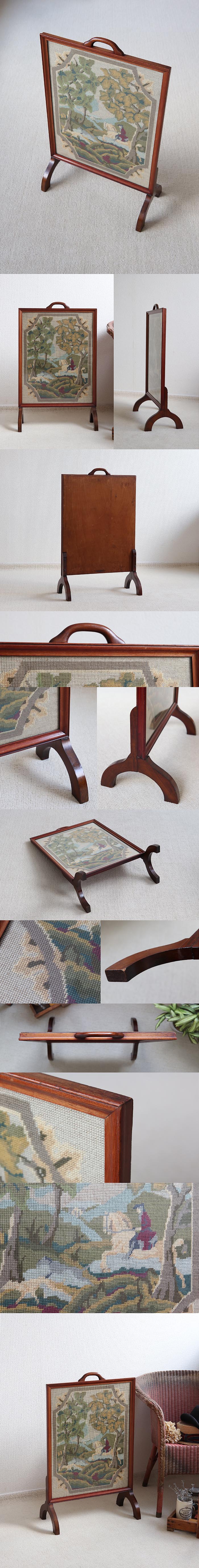 イギリス アンティーク ファイヤースクリーン/暖炉カバー/ガラス