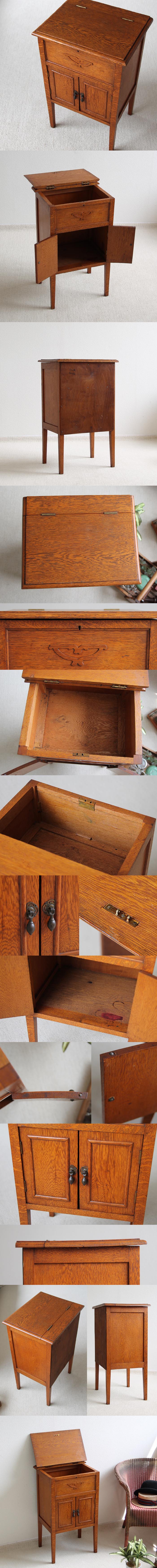 イギリス アンティーク サイドキャビネット/ライトオーク/電話台