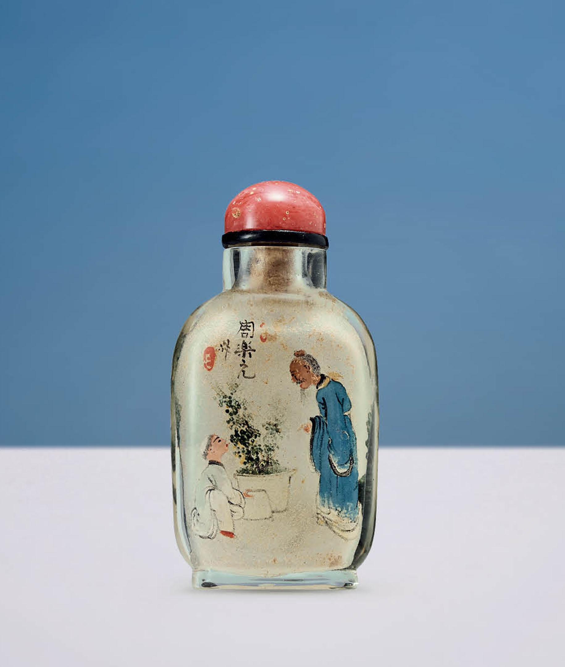 周樂元作水晶內畫教子圖鼻煙壺-宇珍國際藝術| Yu Jen Taipei德馨書屋