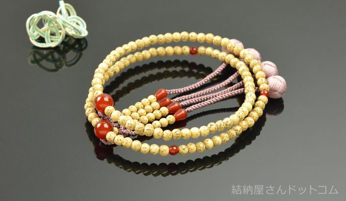 真言宗/女性用】 星月菩提樹 瑪瑙仕立 吉祥梵天 八寸（桐箱付） 結納屋