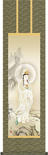 仏書・仏画の掛け軸 大森宗華作 岩上観音 g6175