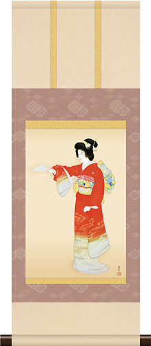 有名作家の掛け軸 上村松園作 序の舞【本格ミニ掛軸】ミニサイズ ミニ掛軸