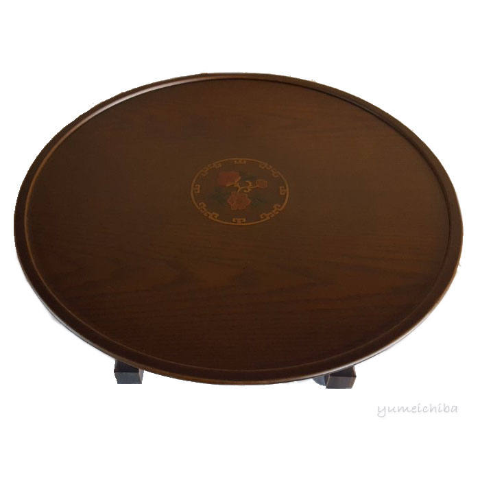 韓国漆塗り丸お膳ちゃぶ台簡単折りたたみ式 テーブル・お膳丸型 夢市場
