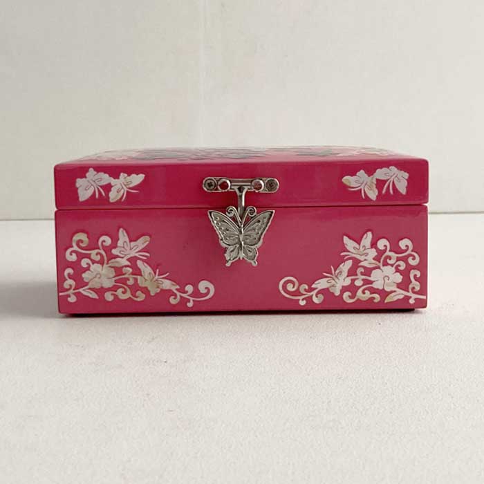 螺鈿の高級ジュエリーボックス・高級螺鈿宝石箱-蝶花ピンク 高級結納品