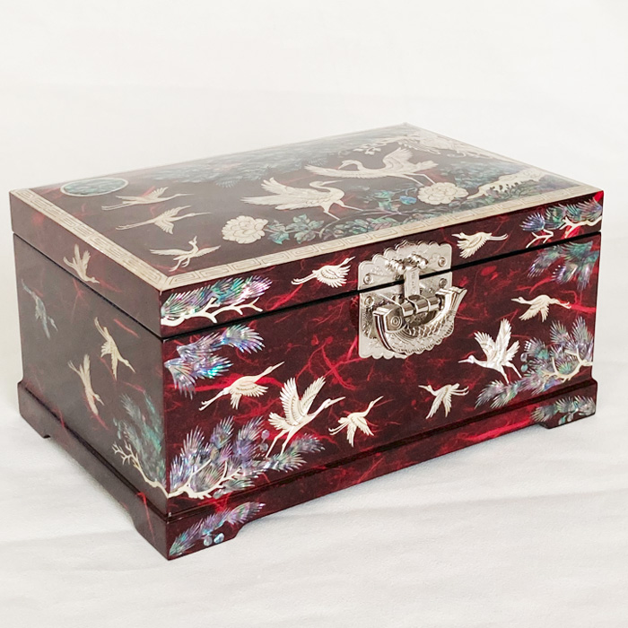 韓国螺鈿宝石箱9特大牡丹ジュエリーボックス鍵付き 高級結納品箱・宝石