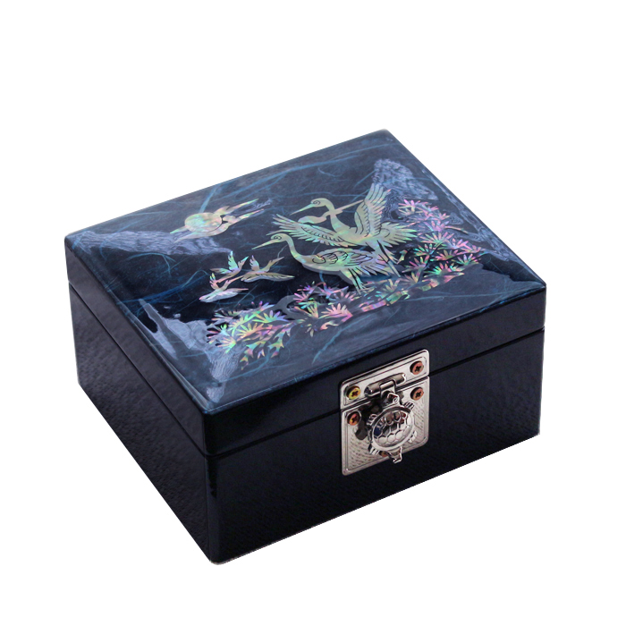 螺鈿の高級ジュエリーボックス・韓国高級螺鈿宝石箱-鶴 韓国 韓国螺鈿