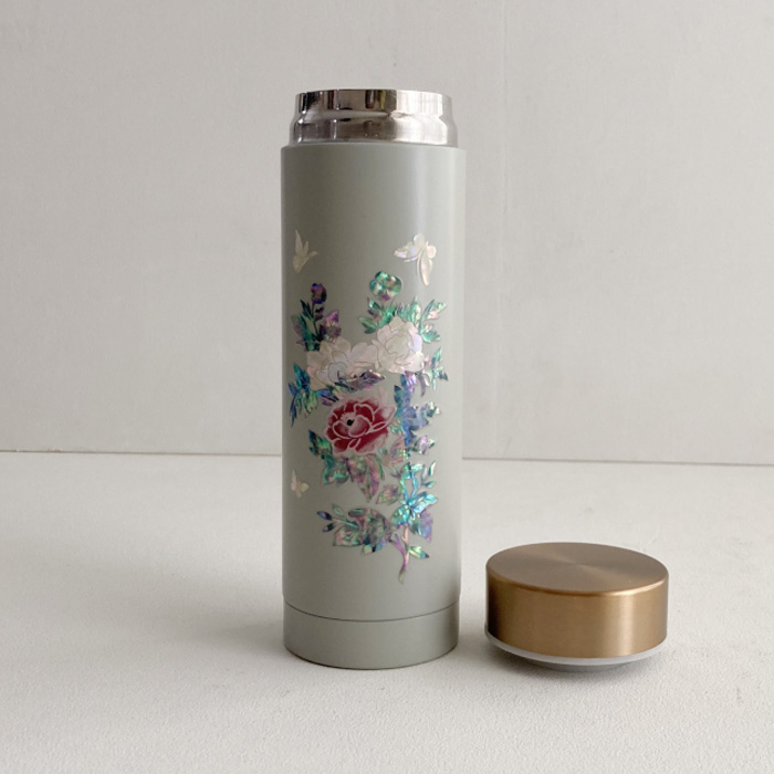 螺鈿細工 高級タンブラー 水筒 約300ml 牡丹 茶器・コーヒーカップ 夢