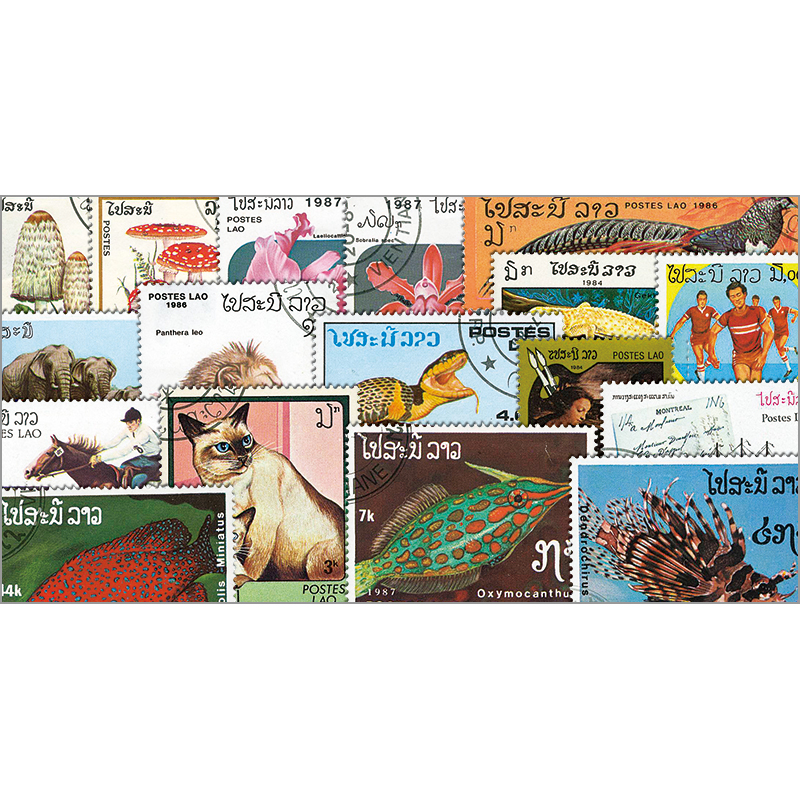 切手ラオス小型シートたくさん